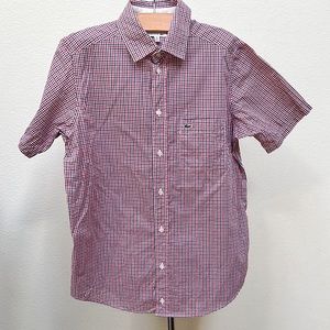 Lactose Red White and Blue Check Cotton Short Sleeve Button Down Shirt Youth 14